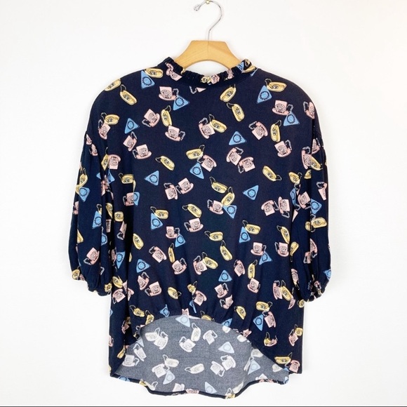 Zara Telephone Print Top Size Medium - Picture 10 of 10